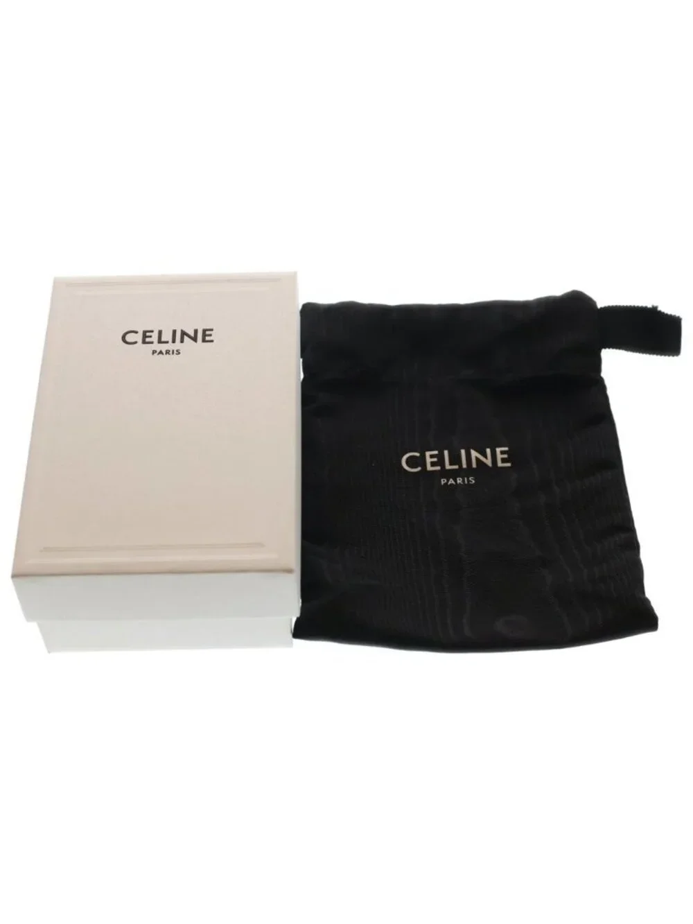 Celine Triomphe Small Flap Wallet Compact Trifold Gray Leather Gold